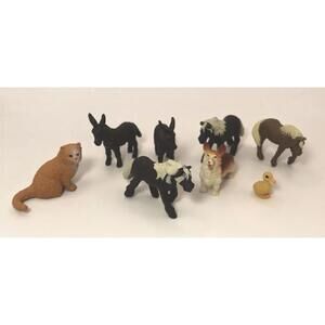 Safari Toob Farm Animals Shetland Pony Donkey Cat Dog Duck Pretend Play Set Of 8